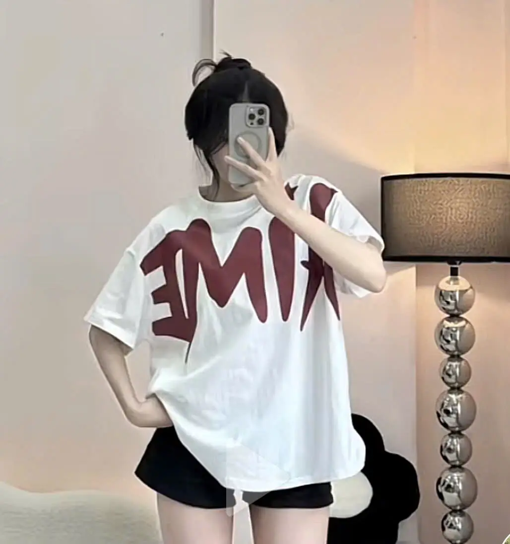 Áo Thun Nam Nữ In Chữ Aimee, Áo Phông Unisex From Rộng Top Cổ Tròn Women