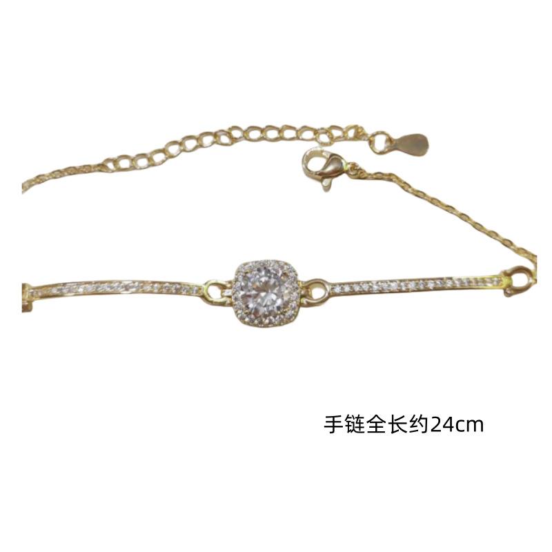 Product Introduction of Gelang Tangan Persegi Zirkon Bertatah Mikro, Mewah Mampu Milik, Indah dan Halus, Gaya Retro Aloofness, Reka Bentuk Khas, Gelang Tangan 0
