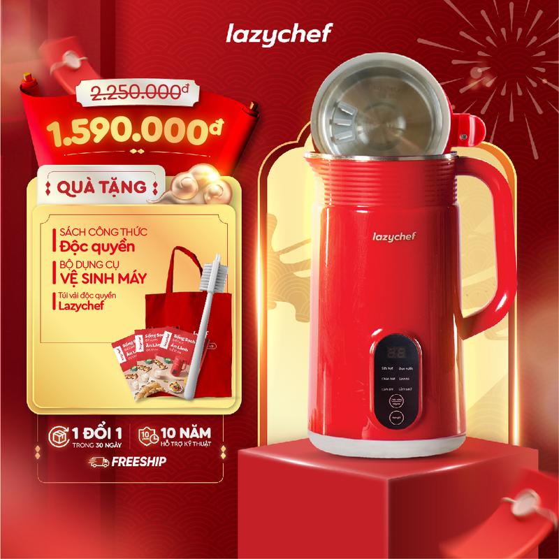 [Quà tặng hấp dẫn] Máy Làm Sữa Hạt Lazychef 5in1 - Máy Xay Nấu Đa Năng Làm Smoothie, Soup Bột Mịn, Sữa Ngô, Bình Đun Nước, Chế Độ Tự Làm Sạch, Công Nghệ Đức Bảo Hành 12 Tháng Hỗ Trợ Kỹ Thuật 10 năm máy làm sữa hạt máy  xay đậu nành