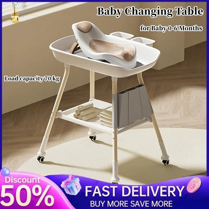 【SG Local Seller】Baby Changing Table, Adjustable Height Diaper Changing Station, Baby Changing Station with Baby Crib Mobile, Changing Pad, Nursery Organizer and Large Storage Rack for Infant and Newborn, White