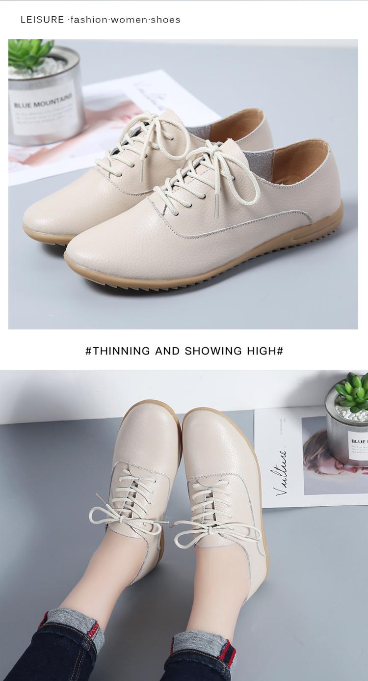 Product Introduction of Cheap Fashion Women Leather Shoes Comfortable Lace Up Ladies Office Shoes Pointed Toe Flats 23