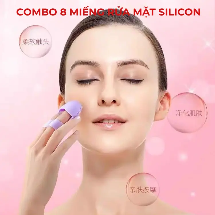 COMBO 8 Miếng Rửa Mặt SILICON Màu ngẫu nhiên, Xỏ Ngón Tay Tẩy Tế Bào Chết, Massa Mặt, Nhỏ Gọn, Tiện Lợi 5
