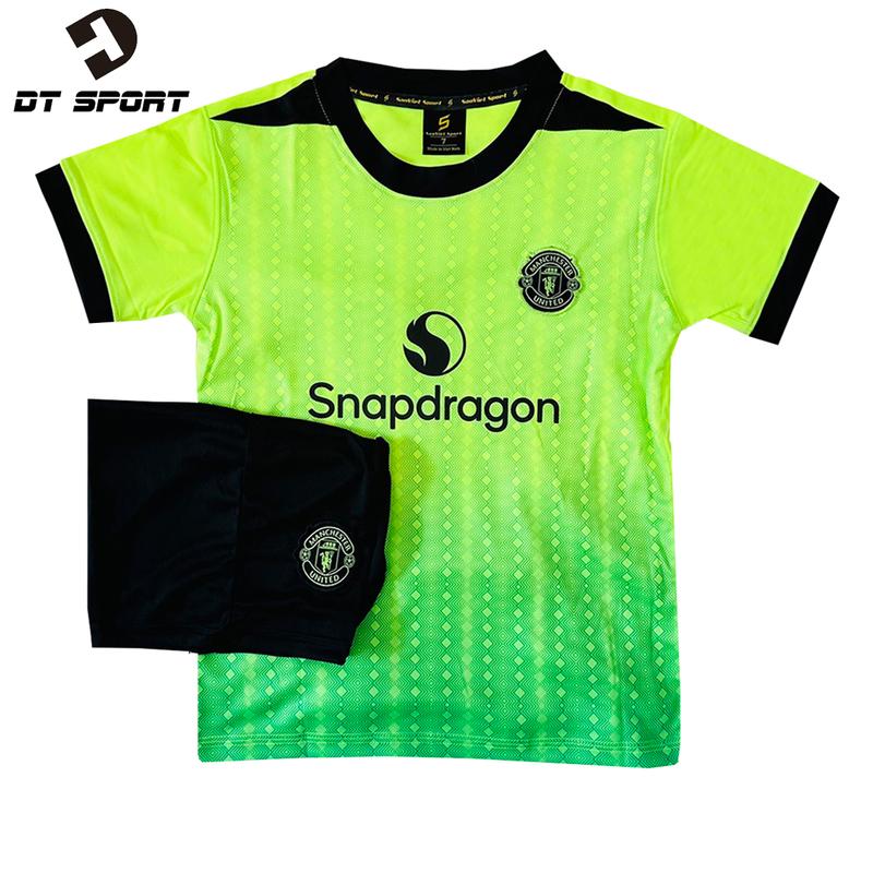 Bộ Đồ Thể Thao Từ 9-90Kg, Áo Bóng Đá Trẻ Em Mu Xanh Chuối Chất Liệu Thun Lạnh, Thoáng Mát Cao Cấp