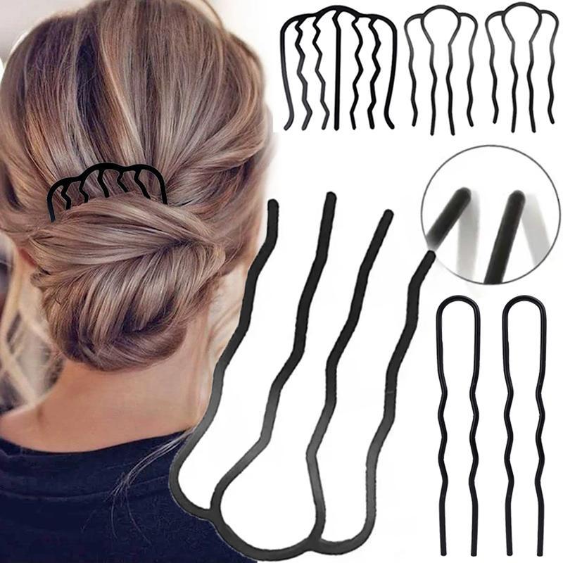  Kẹp Nĩa Tóc Chất Liệu Kim Loại Màu Đen Dành Cho Nữ Kẹp Tóc Kẹp Tóc Búi Tóc Lộn Xộn Lược Cài Tóc Phụ Kiện Tóc Updo 