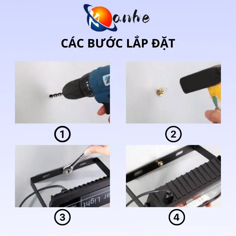 Bóng đèn năng lượng mặt trời 3 màu sắc chống nước trong nhà ngoài trời 50W 1000W 6