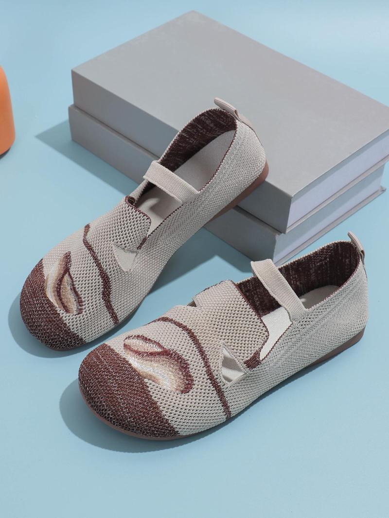 Product Introduction of Women's Fashionable Colorblock Hollow Out Design Slip on Flats, Casual Comfortable Soft Sole Flat Shoes, All-match Commuter Shoes For Work & Daily Wear 16