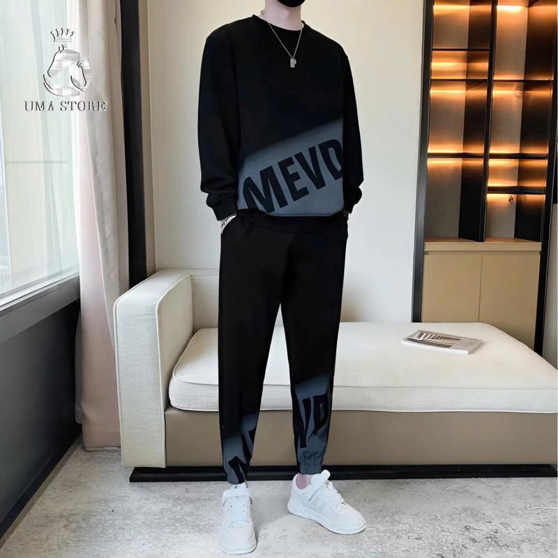 Bộ quần áo thu đông MEVD của nhà UMA STORE chất nỉ cotton mềm mịn co giãn 3 màu đen trắng xám có cạp chun bản to Chạy Bộ Thun Đồng Sport đề xuất l 62. ❤❤❤top-1122 nâu đậm đen m thường set  nam dep