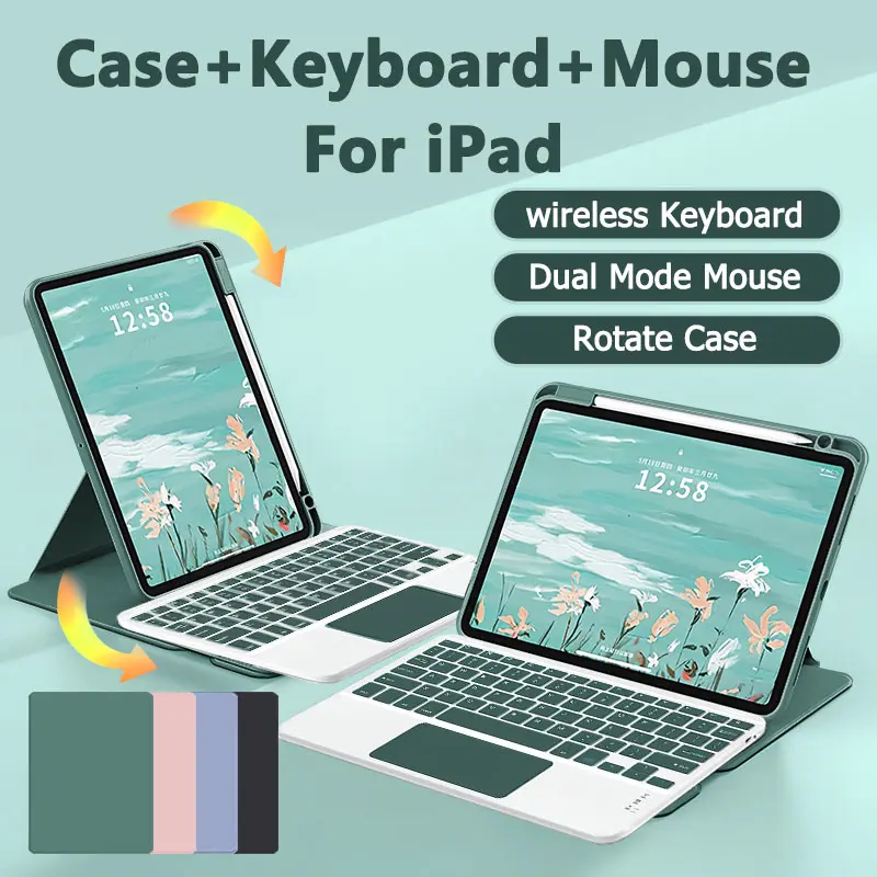 360° Rotate Case Bluetooth Keyboard Set For iPad Gen 9/10/11/Pro 11/Air 5/4/3/6 Smart Flip Casing Keyboard With Touchpad