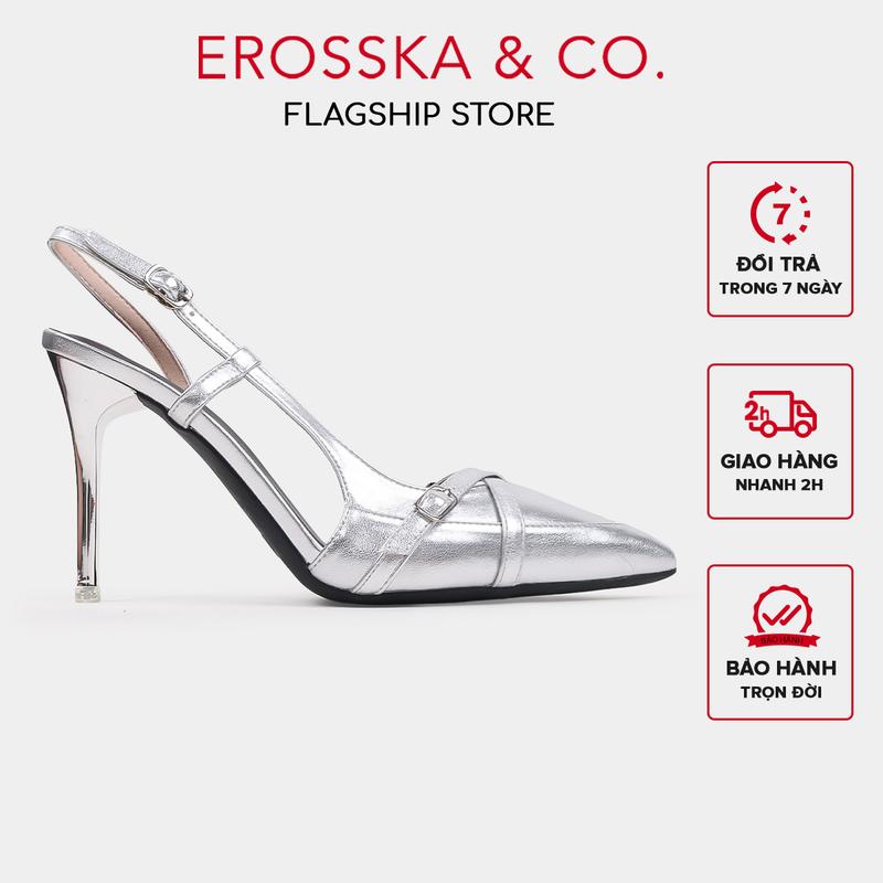 [EROSSKA KOL] - Giày cao gót nữ mũi nhọn phối dây đan chéo cách điệu phối khoá cài cao 10cm - EH046