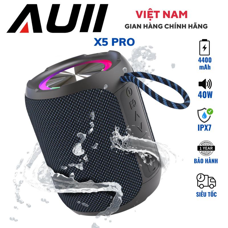 TẶNG NHẠC Loa Bluetooth AUII X5 PRO Công Suất 40W Bass Mạnh Chuẩn Kháng Nước IPX7 Dung Lượng Pin 5000 mAh Đèn Led RGB Hỗ Trợ Kết Nối Cổng USB Thẻ Nhớ AUX Bluetooth 5.2 Kết Nối 2 Loa Pin Trâu Phát Nhạc Lên Đến 6H Củ Loa Nghe Nhạc