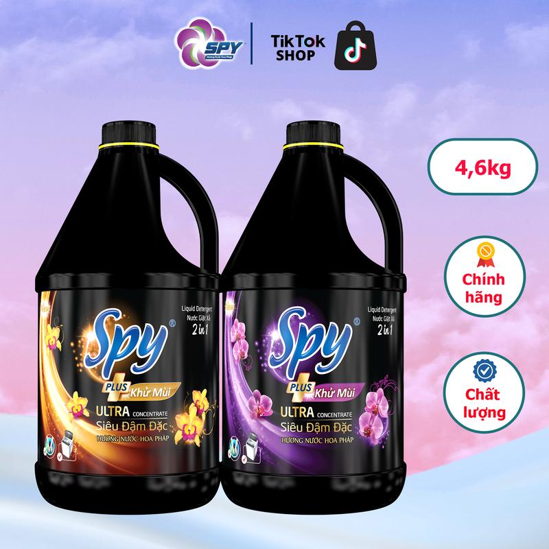  Nước giặt xả SPY Ultra Clean Plus can 4,6kg 2 trong 1 Sạch sâu Thơm lâu Diệt khuẩn Làm Sạch quần áo nhanh chóng 