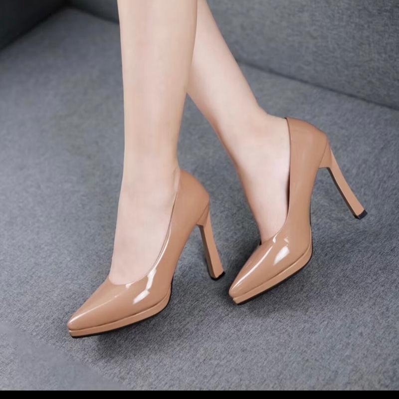 ĐẾ ĐÚP 10f Giày cao gót công sở cao 9-10cm. Chất da bóng cao cấp- Đế cao su non êm mềm Shoes Nữ