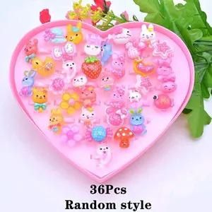 (isi 36) Cincin Box Love Cincin anak Gambar karakter Ring Besi & Plastik