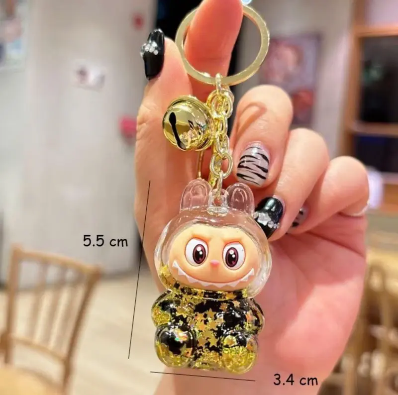 [SIZE TO] Móc Khóa Mô Hình Charm Nước Kim Tuyến Labubu Thỏ Rùa Decor Trang Trí 6