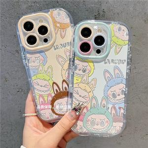 Cartoon Labubu Compatible with iPhone 16 Pro Max Phone Case Apple 15/14/13 Feather Gauze 12 Shockproof 11 Cover