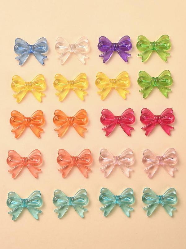 Random Color Bow Decor Beads (20pcs/bag), DIY Jewelry Making Supplies for Bracelet & Necklace, Fashion Accessories for Women & Girls 0