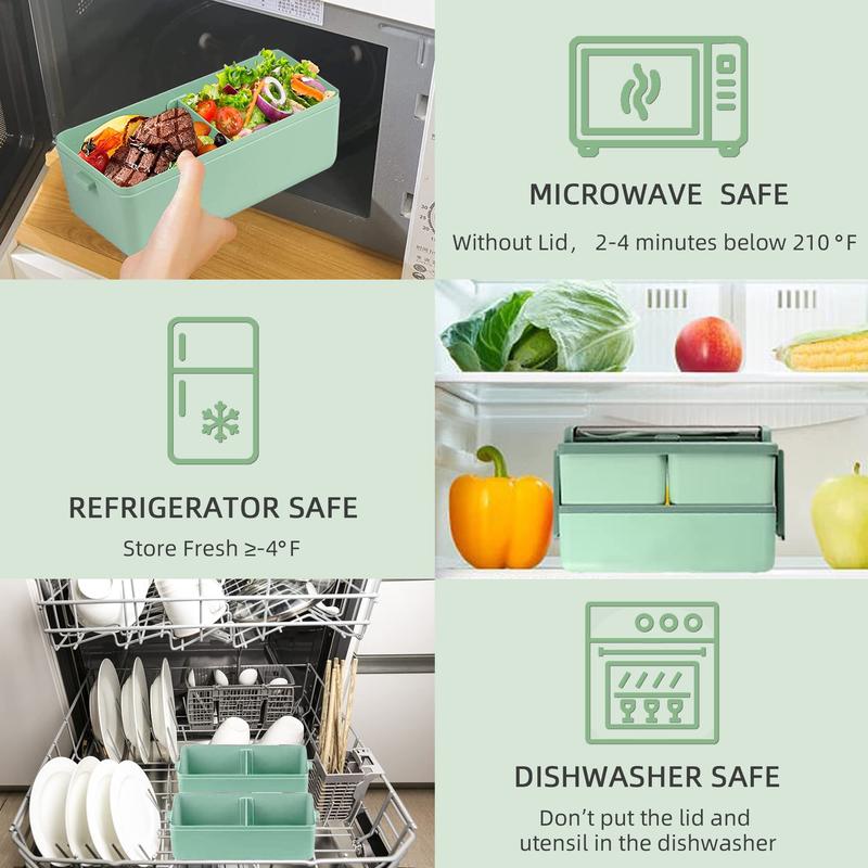 Product Introduction of [Pisuz Way] Kitchen 1400ml Microwave Lunch Box Separate Dinnerware Food Storage Container Children Kids School Office Portable Bento Box Tableware 4