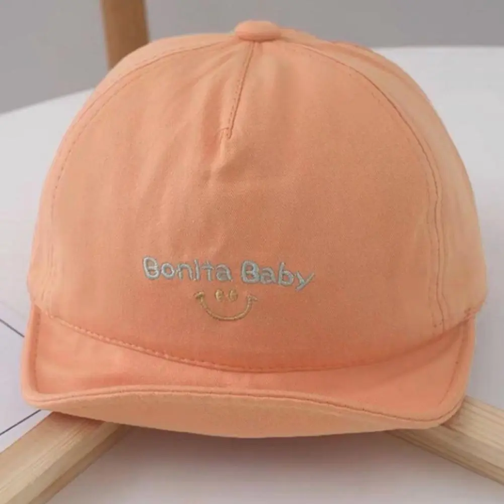 Boys Girls Fashion Cute Smile Letters Baseball Cap, Orange, for Toddler Baby, Soft Cotton Blend Material