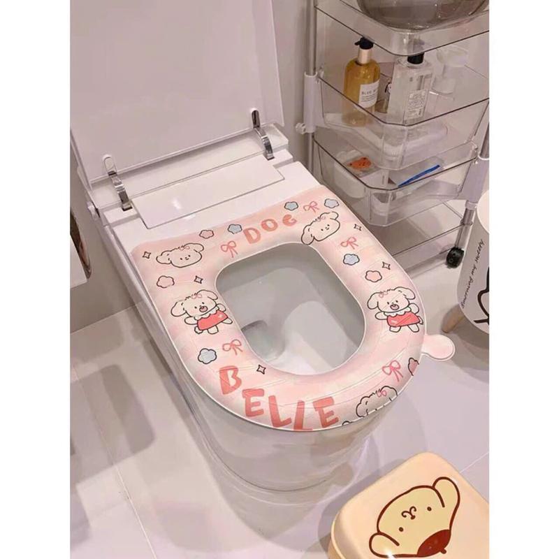  Miếng Lót Bồn Cầu Cute Siêu xinh Miếng Lót nhựa dễ lau Miếng lót phòng vệ sinh đỡ lanh 