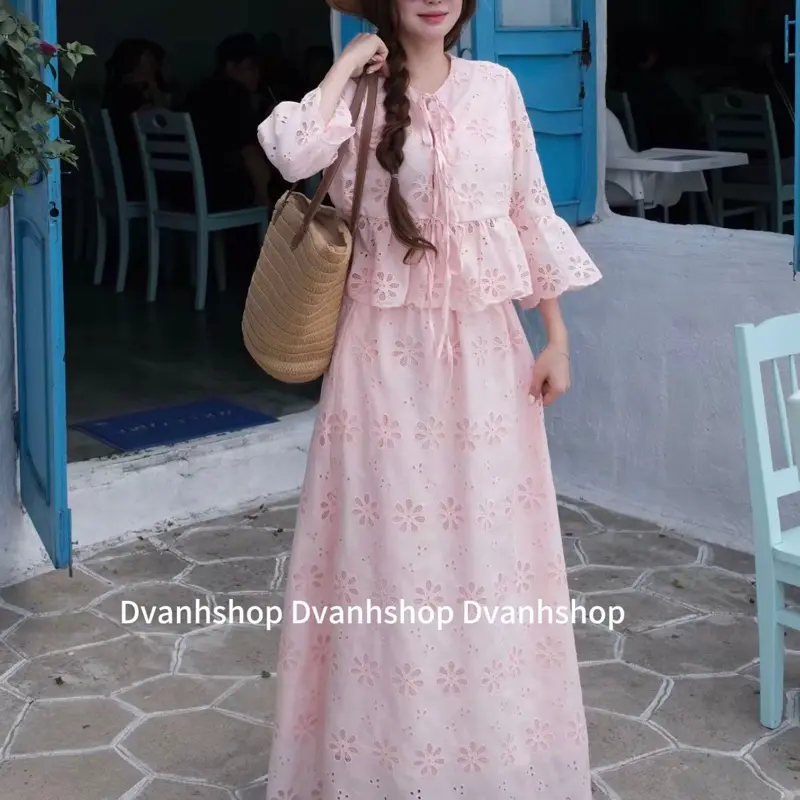 MINA SET - Sét áo + Chân váy dáng dài đi biển cho mùa hè Nữ Women Nhung 1