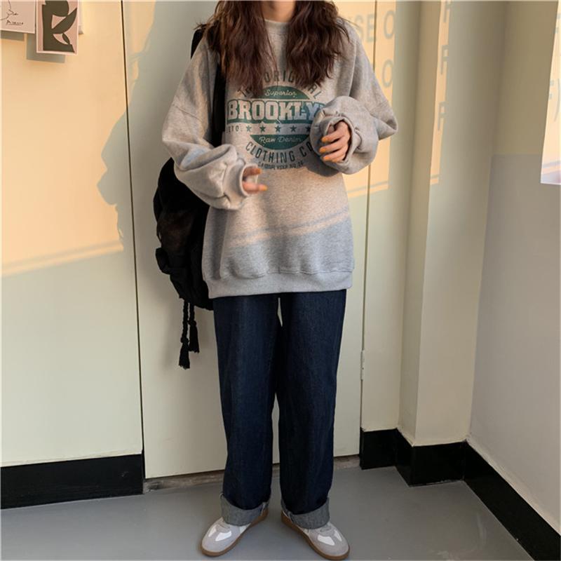Product Introduction of Korean loose plus size round neck sweatshirt, men's and women's autumn and winter casual fashion jacket, hooded top 5