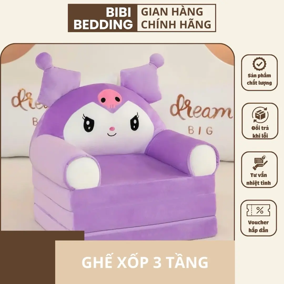 Ghế sốp tựa lưng, ghế lười 3 tầng cho trẻ em