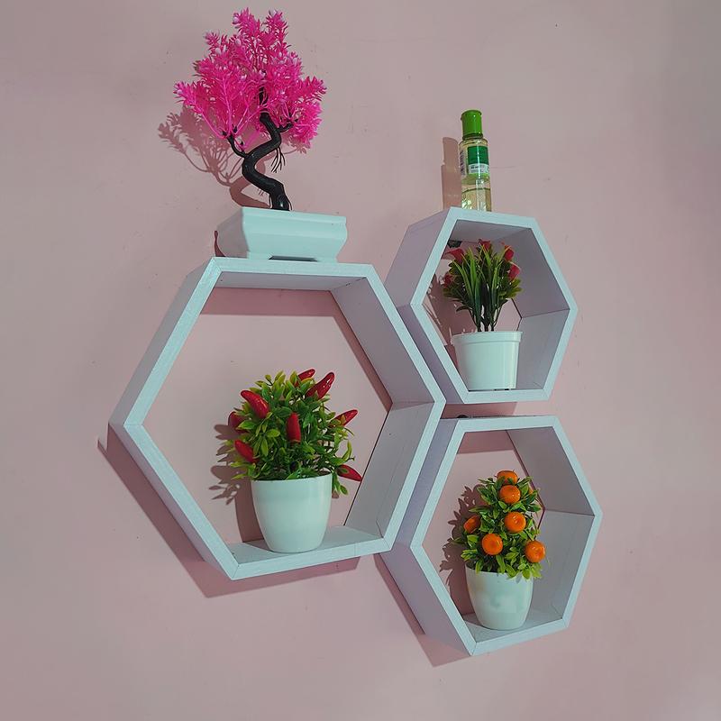 AK SEGI ENAM 3 PCS-rak dinding HEXSAGONAL,rak dinding minimalis,Hexsagonal kayu,hiasan dinding 5