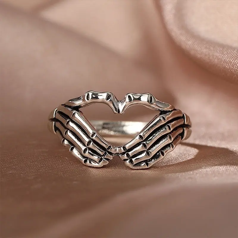 Korea Retro Hell Ghost Tangan Cinta Cincin Mendominasi Tren Pria Dan Wanita Cincin Perhiasan