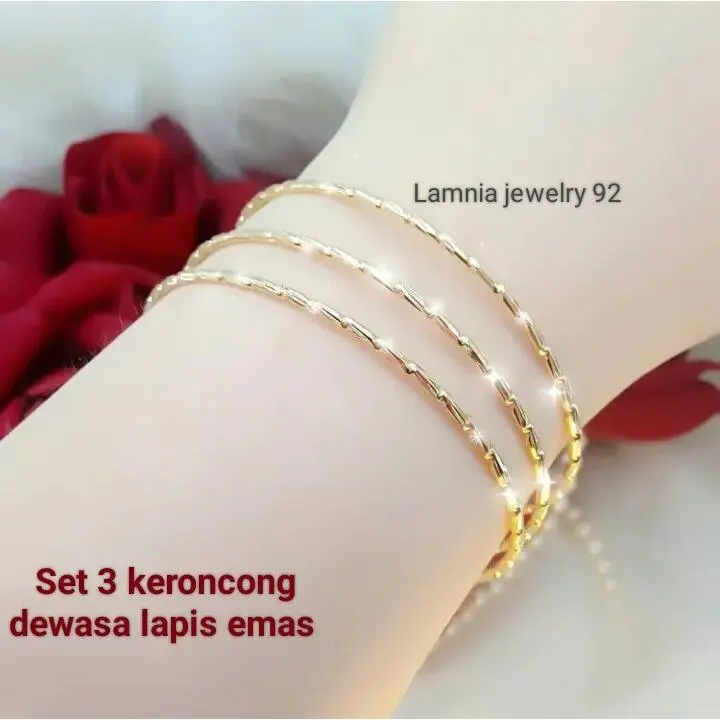 GELANG TANGAN KERONCONG DEWASA BERLAPIS Titanium 24k