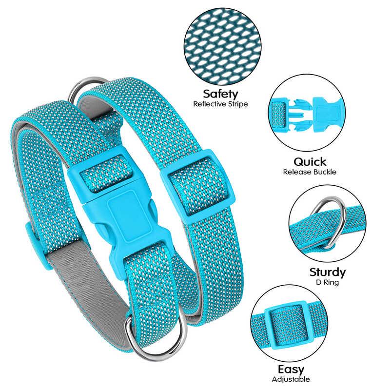 Vòng Cổ cho chó cưng, vật liệu phản quang Nylon, có thể điều chỉnh, bền, thích hợp cho chó Con, Pug, Bull, kích thước Nhỏ, Trung Bình và Lớn 2
