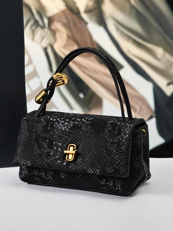 Women's Fashionable Snakeskin Embossed Handbag, Casual Versatile Shoulder Bag for Daily Used, Trendy All-match Commuter Bag 3