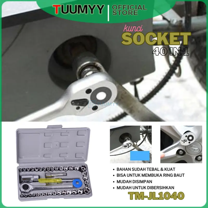 [COD] USA KUNCI SOCK SOKET SET 40 IN 1 KUNCI SOKET PAS - KUNCI PAS - JL-1040 0