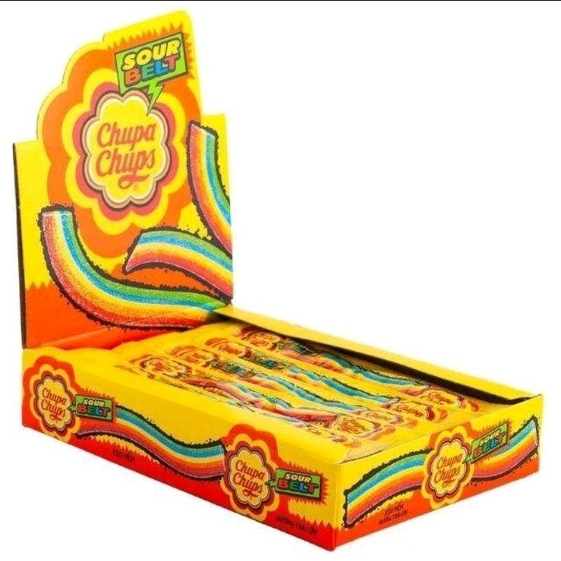 Hộp 60 thanh kẹo dẻo Chupa Chups Sour Belt cầu vồng hương trái cây