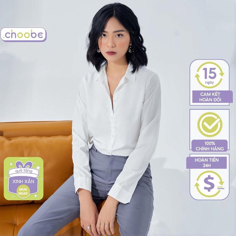 Áo sơ mi nữ Choobe dài tay form suông rộng A01 Top Cổ Tròn
