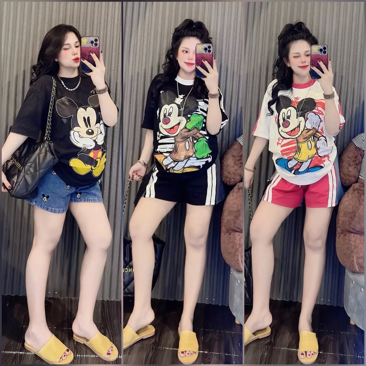 Set áo thun hoạt hình phối short jean - Lẻ mẫu / Inbox gửi mẫu shop check
