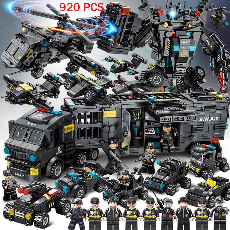 920 PCS - Bộ Đồ Chơi Lắp Ghép Xe Swat Cảnh Sát, Lắp Ráp Xe Cảnh Sát - Mô Hình Robot Biến Hình