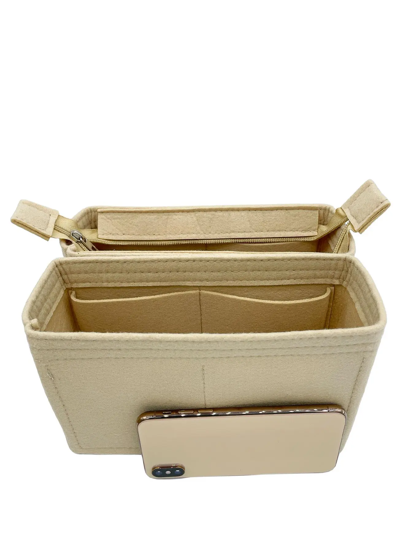 Felt Bag Organizer with Zipper, Bag Insert Organizer, Handbag Purse Organizer, Tote Liner Pouch for Women