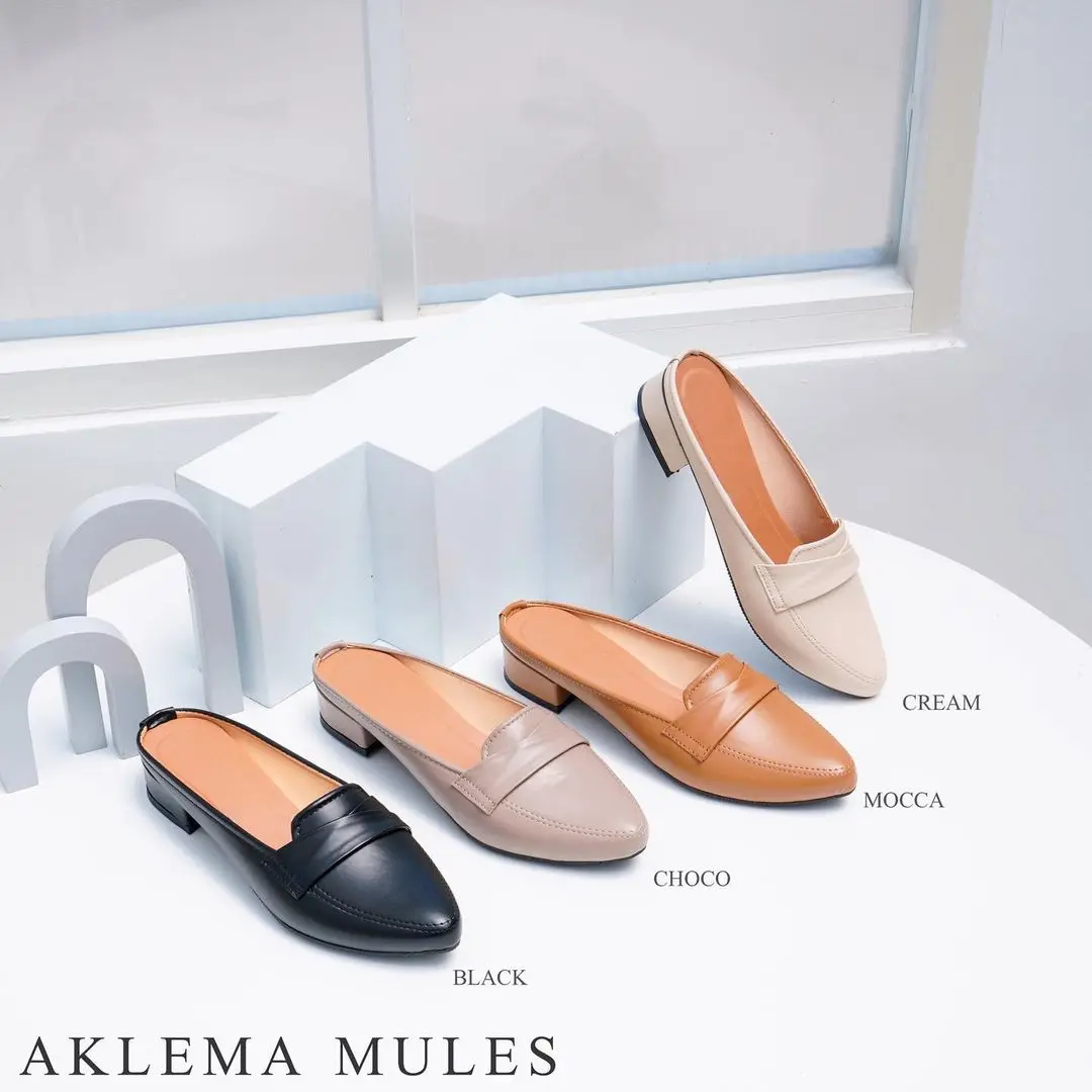 Aklema Heels Wanita Terbaru Mules  Sandal Heels wanita Slop Simpel
