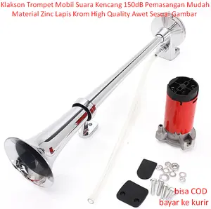 Klakson Trompet Mobil Suara Kencang 150dB Pemasangan Mudah Material Zinc Lapis Krom High Quality Awet Sesuai Gambar