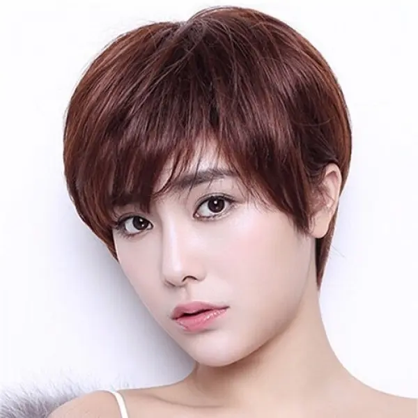 Wigs For Women Short Hair Women Short Straight Hair Korean Style Ladies Full Head Wigs Girls Round Face Wigs Short Straight Hair Korean Style Short Hair