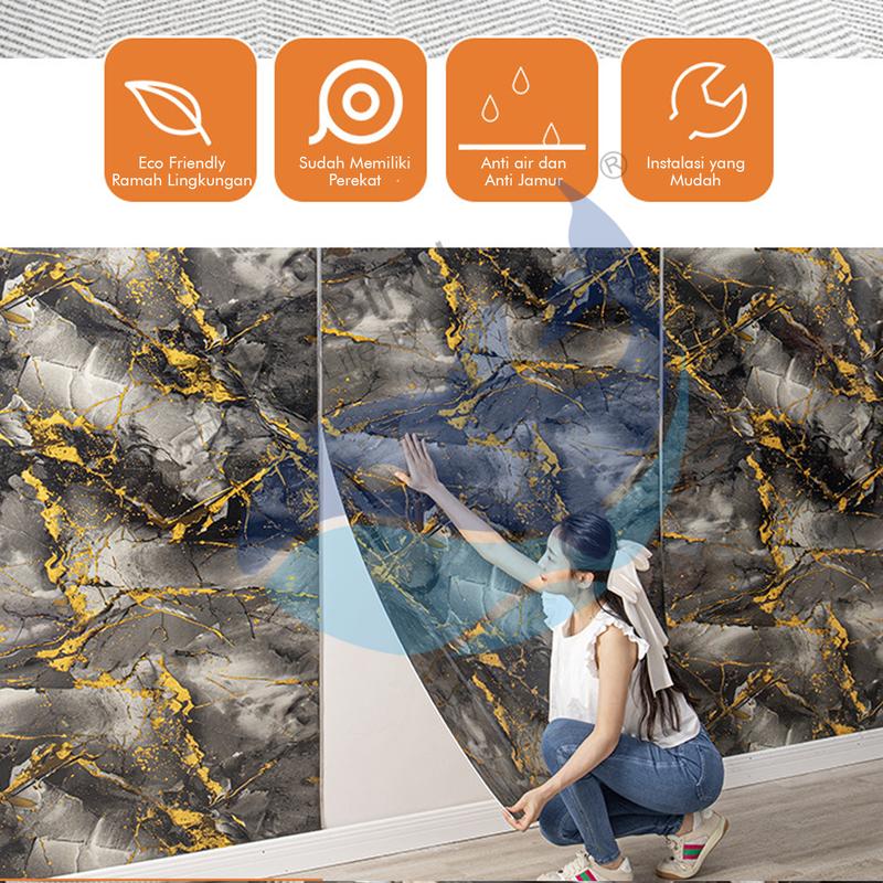 Wallpaper Dinding Motif Marble Roll  120 x 280cm Sticker Kamar Dekorasi PET  Panjang 2.8 Meter A58 2