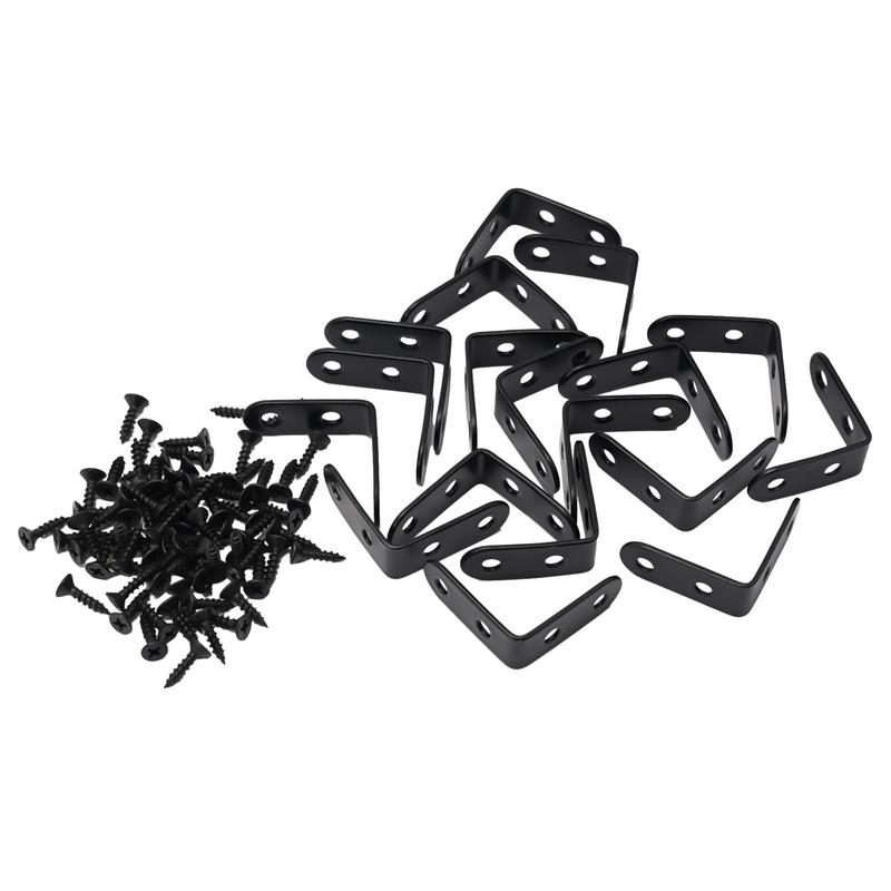 【In Stock】 18pcs Corner  Sets Black Stainless Steel 90 Degree Right Angle Brackets 4