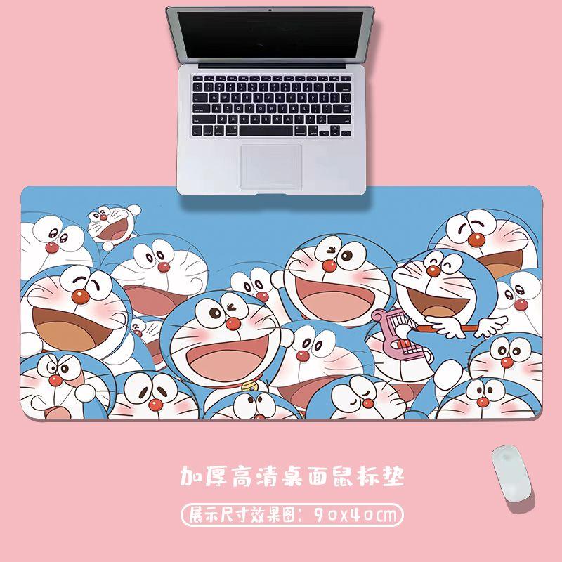 Tấm Lót Chuột Ngoại Cỡ, Thiết Kế Hoạt Hình Doraemon Và Người Đàn Ông Béo Màu Xanh Pokonyan Dễ Thương Cho Bé Gái, Màu Xanh Da Trời, Chống Vết Bẩn, Thích Hợp Cho Máy Tính, Có Khóa, Tấm Lót Bàn Bên 1