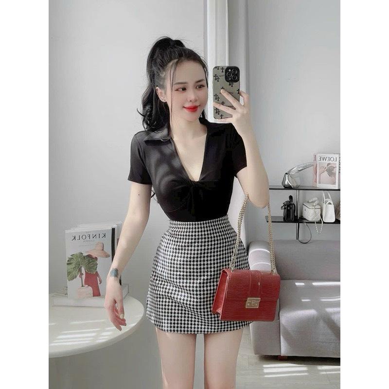 Áo Thun Nữ Kiểu Cổ Sơ Mi Xoắn Ngực Tay Ngắn chất thun tăm co giãn sành điệu sang trọng [TN0229] Women Top