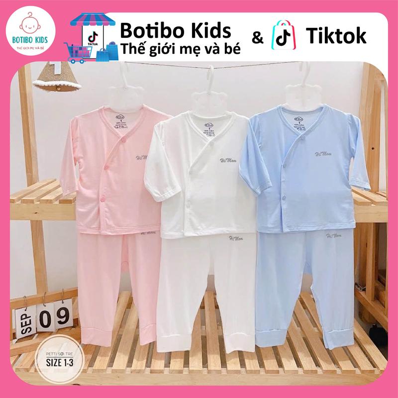 Bộ Quần Áo Dài Tay Kiểu Hàn HIMOM Vải Petit Sợi Tre Mềm Mại Và Thoáng Mát Cho Bé Từ 3-8 kg BOTIBO KIDS