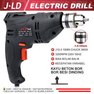 JLD Mesin Bor Reversable Bolak Balik Iistrik 10mm Bor kayu listrik Tembok Beton IMPACT DRILL 380W  Murah Promo Impact Drill Mesin  BISA COD