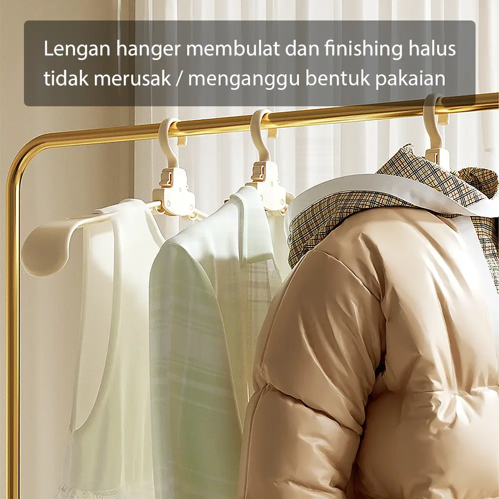 HUGO Hanger Baju Lipat Portable Travel Friendly Isi 10 P Gantungan Baju Plastik Anti Slip - Set 10 P Putih
