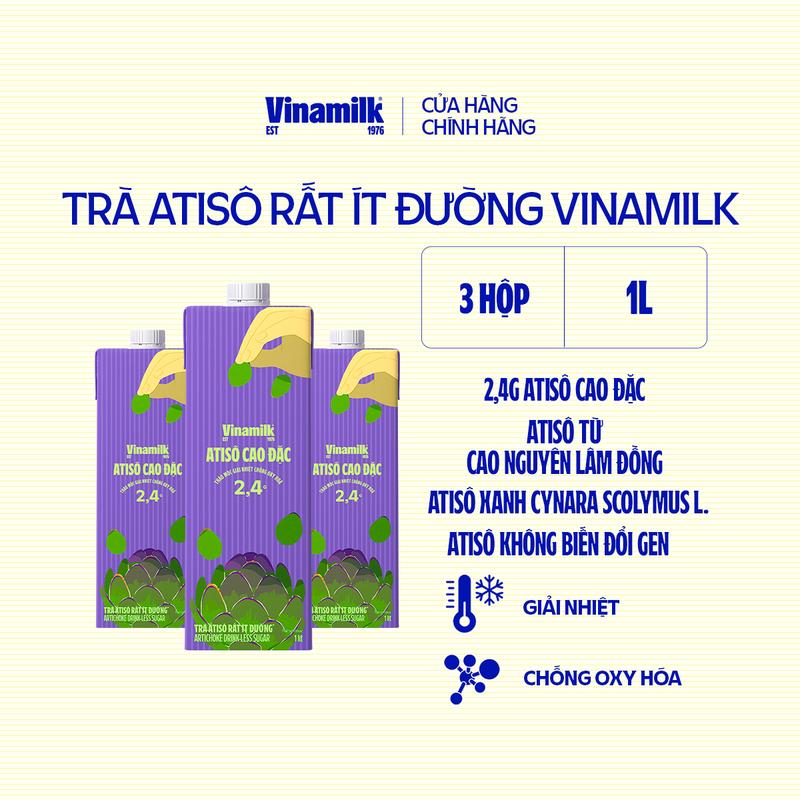 Combo 3 Hộp Trà Atisô Vinamilk rất ít đường 1L