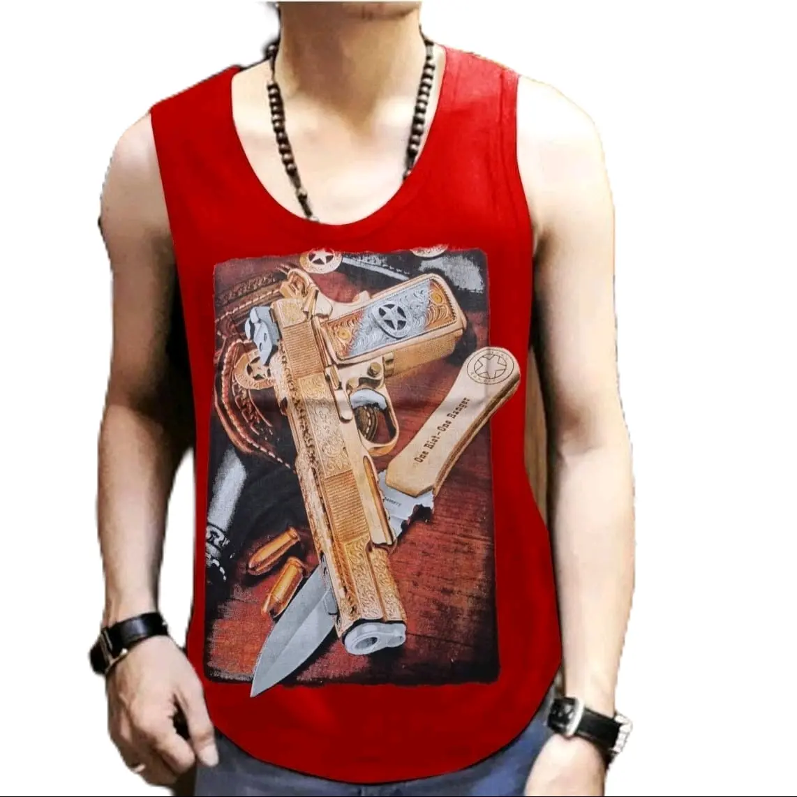 KAOS VIRAL GRACELLINA SHOP/kaos dalam gambar p!st0ll MERAH terbaru singlet Pria /brkualitas harga murah/bisa cod(bayar ditempat) Motif Distro