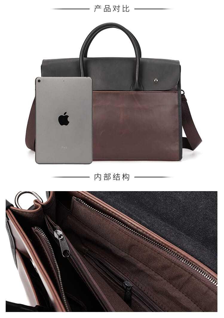 Product Introduction of Fashion Brand Retro Men'S Handbag Korean Style Crazy Horse Street Men'S Bag Backpack Crossbody Bag Casual Briefcase Computer Bag 7